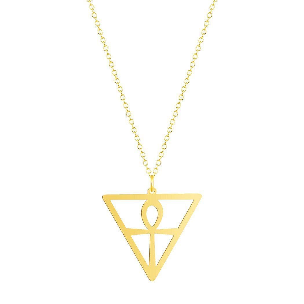 Pendant Necklaces QIMING Geometric Triangle Ankh Necklace For Women Men Stainless Steel Jewelry Religion Egyptian Pendant Necklace Gift|Pendant Necklaces| Ancient Treasures Ancientreasures Viking Odin Thor Mjolnir Celtic Ancient Egypt Norse Norse Mythology
