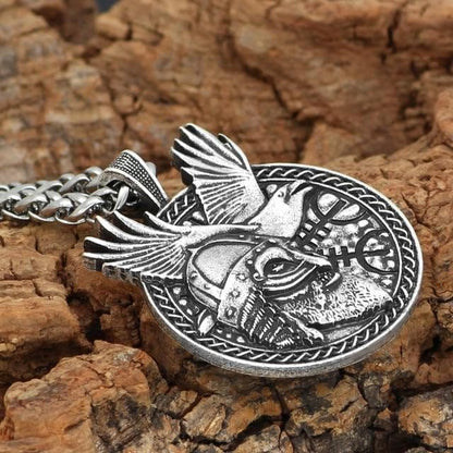 Pendant Necklaces Silver Plated Norse viking Odin Huginn and Muninn amulet Pendant necklace viking jewelry|Pendant Necklaces Ancient Treasures Ancientreasures Viking Odin Thor Mjolnir Celtic Ancient Egypt Norse Norse Mythology