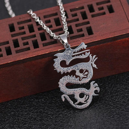 Pendant Necklaces Simple Personality Men's Necklace Animal Hollow Dragon Pendant Stainless Steel Chain Men And Women Fashion Jewelry Gift|Pendant Necklaces| Ancient Treasures Ancientreasures Viking Odin Thor Mjolnir Celtic Ancient Egypt Norse Norse Mythology