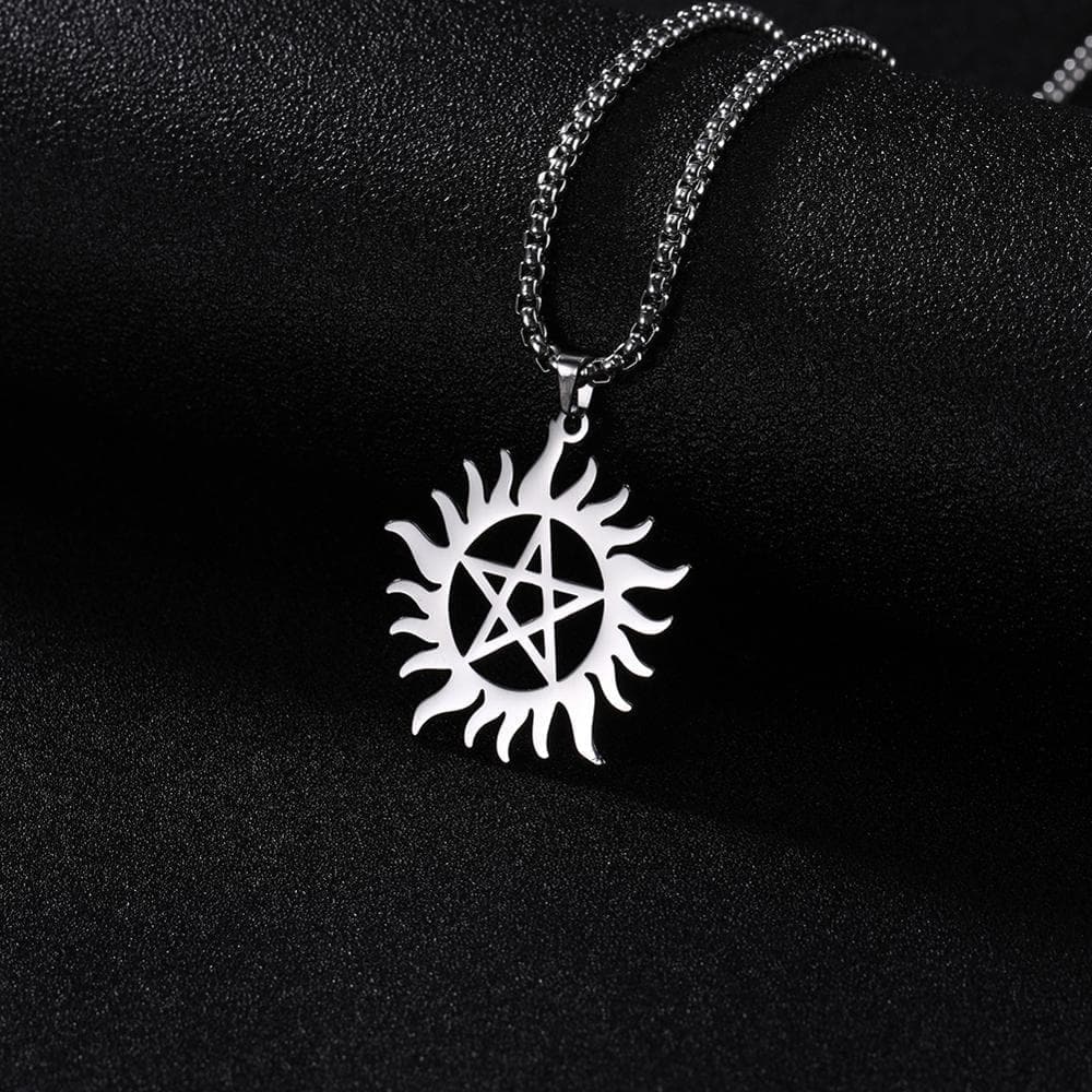 Pendant Necklaces Skyrim Stainless Steel Shining Sun Pentagram Pendant Necklace Supernatural Dean Statement Box Chain Necklaces Jewelry Women Men|Pendant Necklaces| Ancient Treasures Ancientreasures Viking Odin Thor Mjolnir Celtic Ancient Egypt Norse Norse Mythology