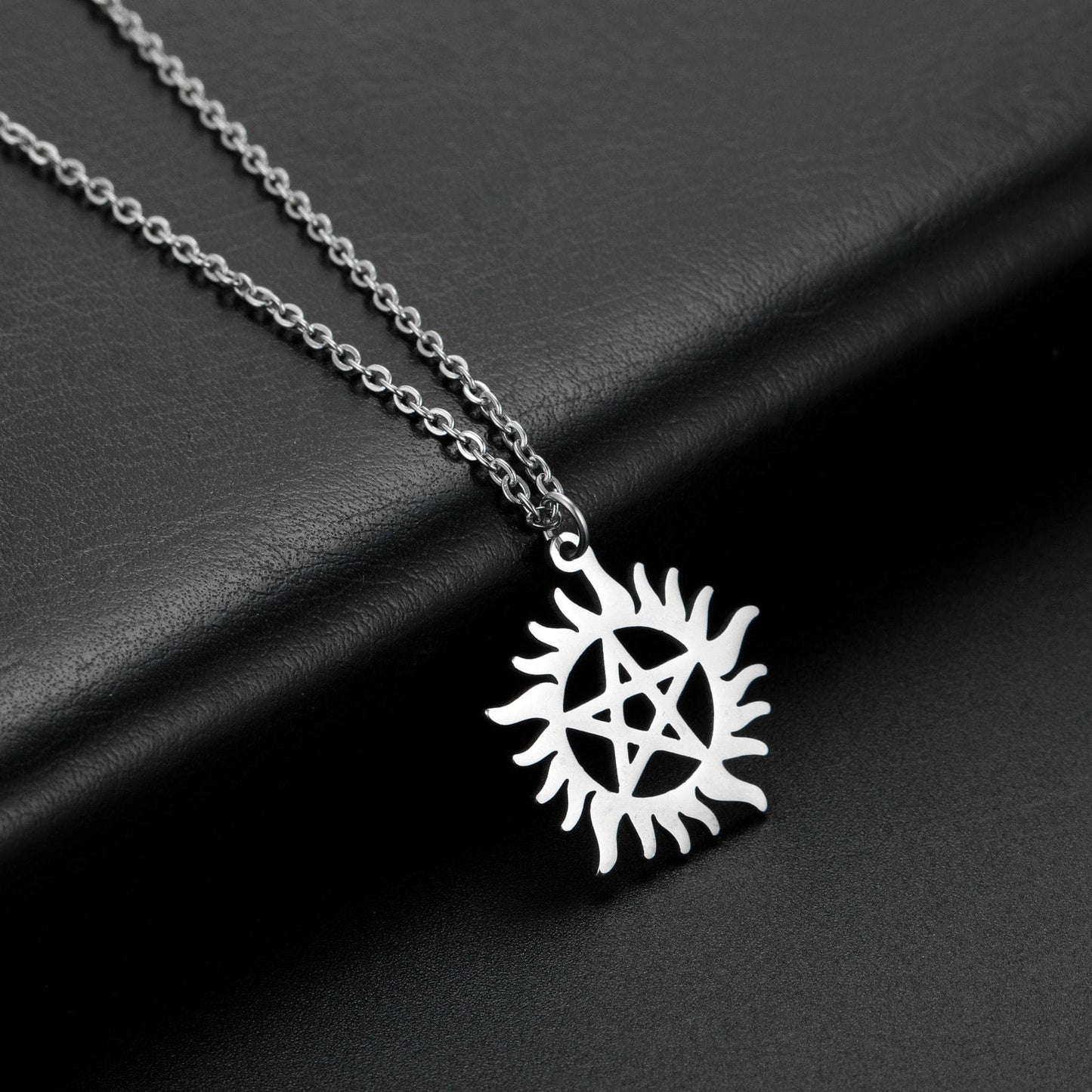 Pendant Necklaces Skyrim Stainless Steel Shining Sun Pentagram Pendant Necklace Supernatural Dean Statement Box Chain Necklaces Jewelry Women Men|Pendant Necklaces| Ancient Treasures Ancientreasures Viking Odin Thor Mjolnir Celtic Ancient Egypt Norse Norse Mythology