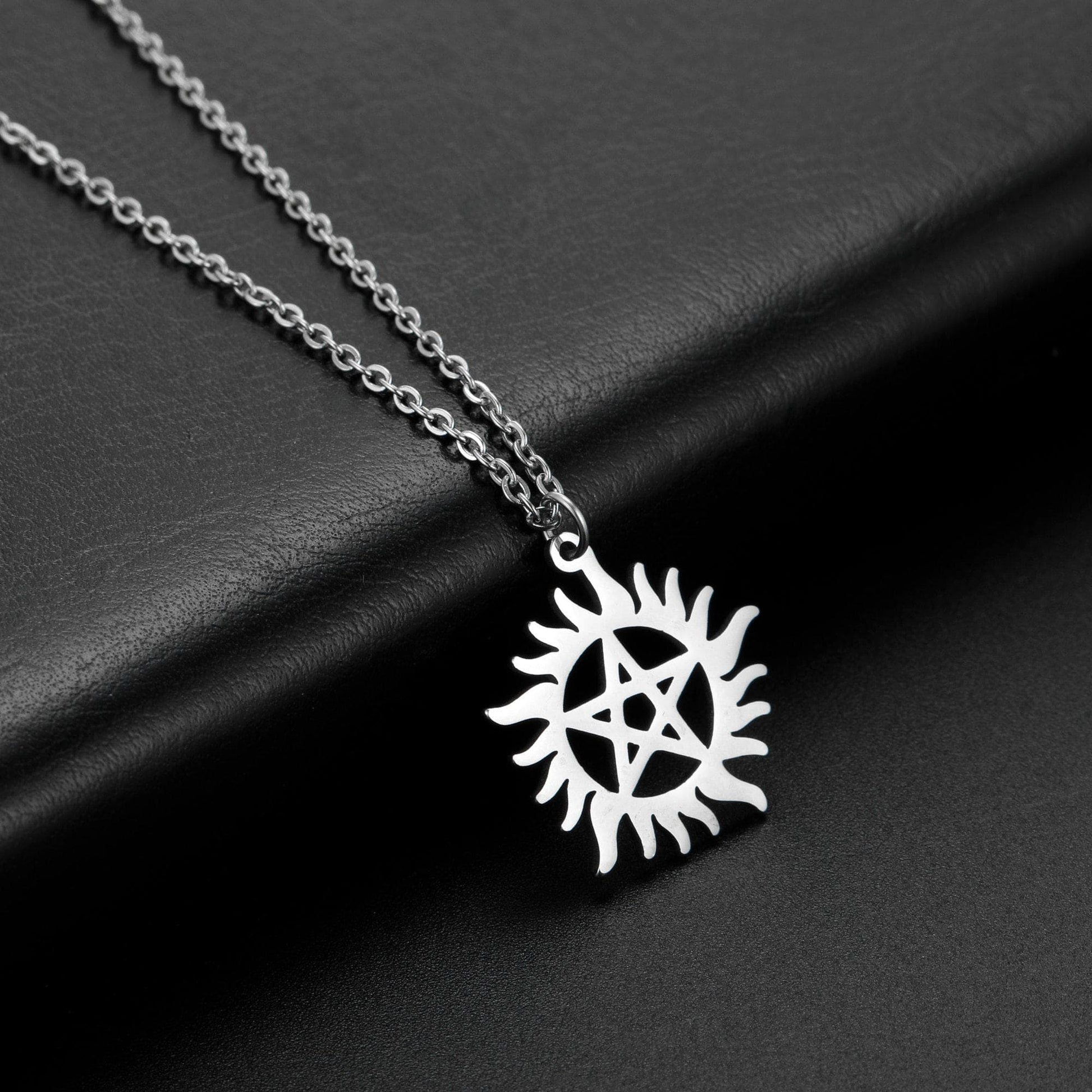 Pendant Necklaces Skyrim Stainless Steel Shining Sun Pentagram Pendant Necklace Supernatural Dean Statement Box Chain Necklaces Jewelry Women Men|Pendant Necklaces| Ancient Treasures Ancientreasures Viking Odin Thor Mjolnir Celtic Ancient Egypt Norse Norse Mythology