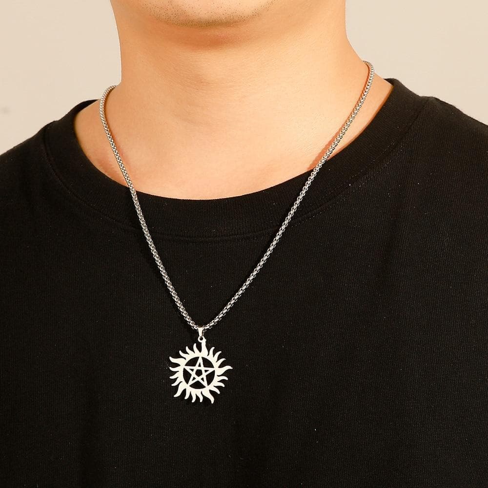 Pendant Necklaces Skyrim Stainless Steel Shining Sun Pentagram Pendant Necklace Supernatural Dean Statement Box Chain Necklaces Jewelry Women Men|Pendant Necklaces| Ancient Treasures Ancientreasures Viking Odin Thor Mjolnir Celtic Ancient Egypt Norse Norse Mythology