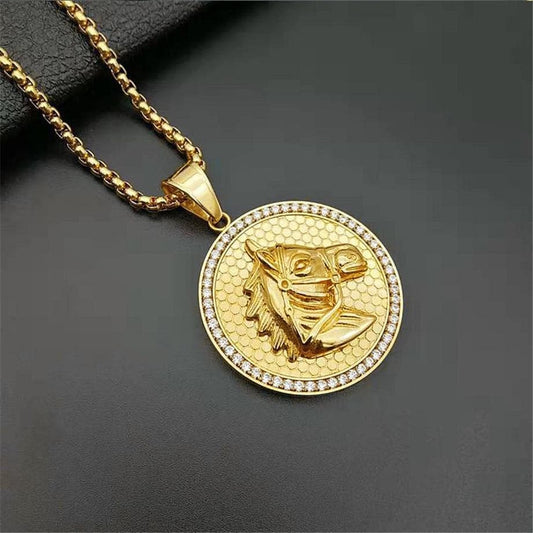 Pendant Necklaces Stainless Steel Horse Head Necklace Pendant With Chain And Gold Color Iced Out Bling Hip Hop Jockey Club Round Jewelry N1654|Pendant Necklaces| Ancient Treasures Ancientreasures Viking Odin Thor Mjolnir Celtic Ancient Egypt Norse Norse Mythology