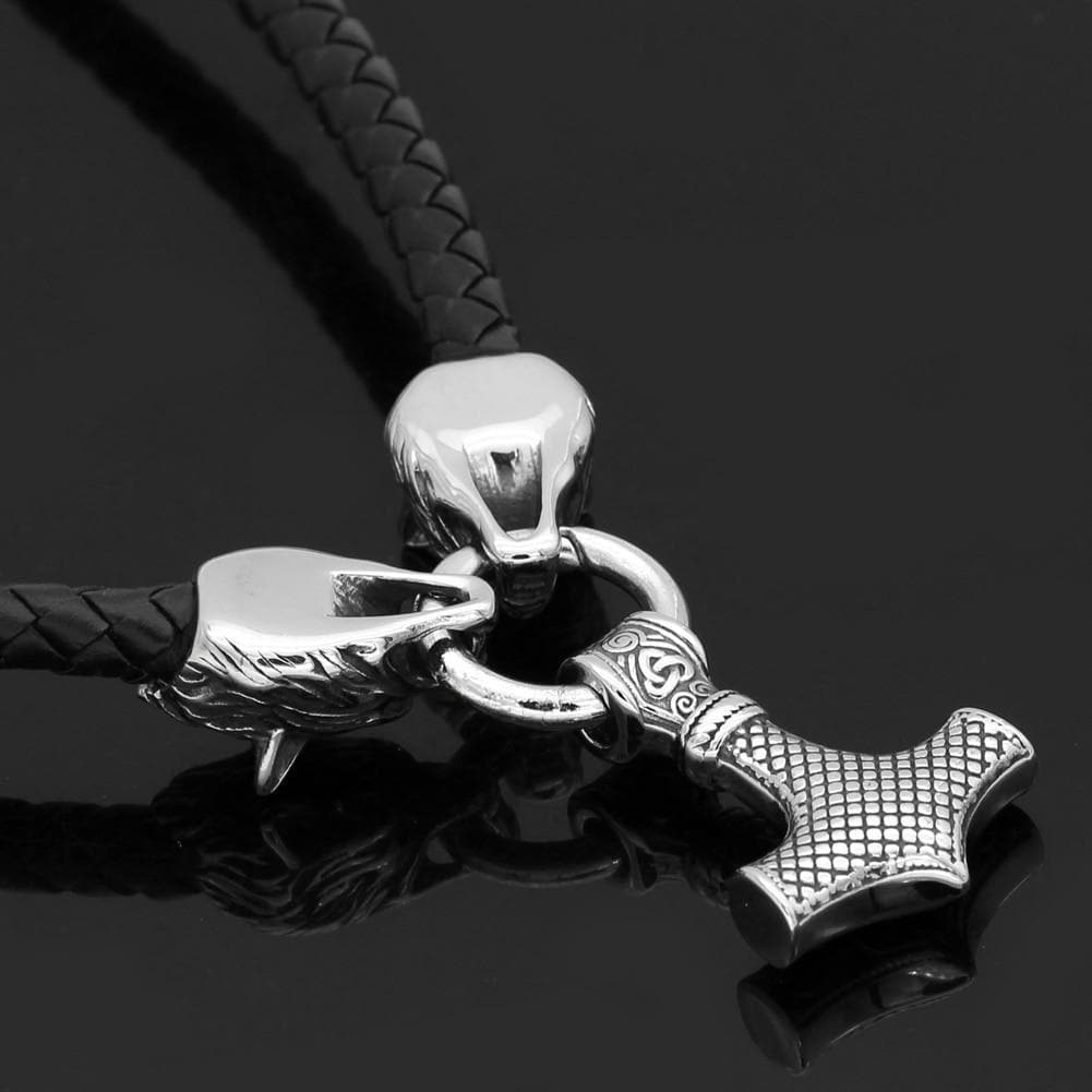 Vikings Wolf Mjolnir Stainless Steel Bracelet