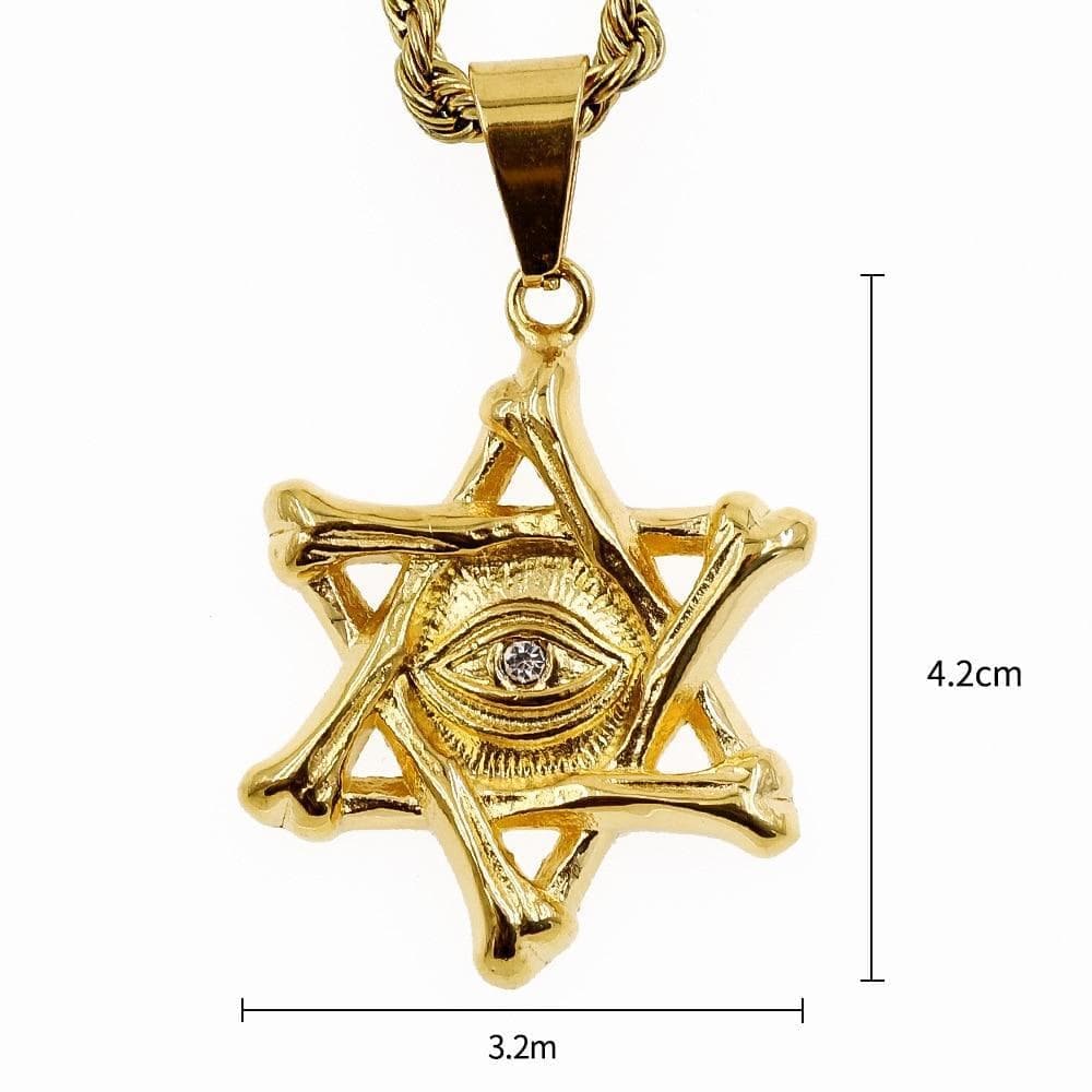 Pendant Necklaces Stainless Steel Star Eyes Gold Hip Hop Pendant Necklace Star of David Evil Eye Necklace Jewelry Gift For Him|Pendant Necklaces| Ancient Treasures Ancientreasures Viking Odin Thor Mjolnir Celtic Ancient Egypt Norse Norse Mythology