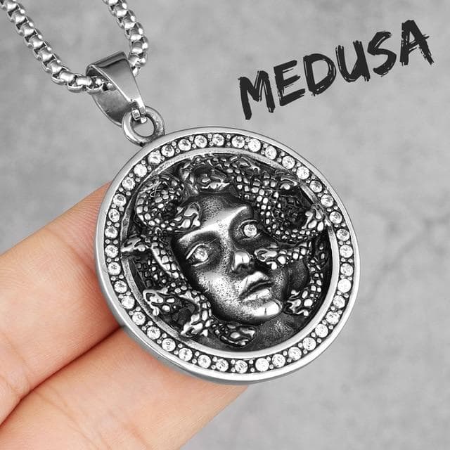 Pendant Necklaces Steel / 70cm Mythology Snake Hair Medusa Banshee Stainless Steel Men Necklaces Pendants Chain for Boy Male Jewelry Creativity Gift Wholesale|Pendant Necklaces| Ancient Treasures Ancientreasures Viking Odin Thor Mjolnir Celtic Ancient Egypt Norse Norse Mythology