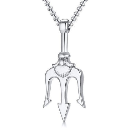 Pendant Necklaces Steel Ancient Greece Trident Stainless Steel Necklace Ancient Treasures Ancientreasures Viking Odin Thor Mjolnir Celtic Ancient Egypt Norse Norse Mythology