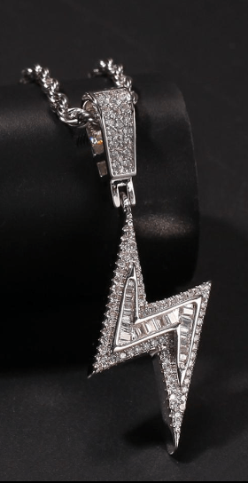 Pendant Necklaces THE BLING KING Custom Lightning Necklace Hip Hop Full Iced Out Cubic Zirconia gold sliver CZ Stone|Pendant Necklaces| Ancient Treasures Ancientreasures Viking Odin Thor Mjolnir Celtic Ancient Egypt Norse Norse Mythology