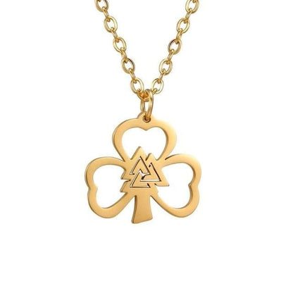 Pendant Necklaces Valknut-Gold / China / 50cm My Shape Clover Necklaces Lucky Hrunger Odins Valknut Celtics Knot Stainless Steel Choker Pendant Jewelry Ireland Nordic Gift|Pendant Necklaces| Ancient Treasures Ancientreasures Viking Odin Thor Mjolnir Celtic Ancient Egypt Norse Norse Mythology