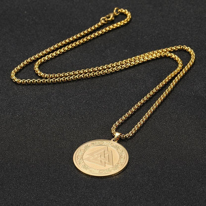 Pendant Necklaces Viking Irish Knot Valknut Necklace Stainless Steel Gold Color Statement Long Chain Pagan Amulet Necklaces Jewelry Gift for Men|Pendant Necklaces| Ancient Treasures Ancientreasures Viking Odin Thor Mjolnir Celtic Ancient Egypt Norse Norse Mythology