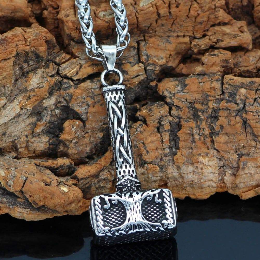 Pendant Necklaces Viking Mjolnir Yggdrasil Stainless Steel Pendant & Necklace Ancient Treasures Ancientreasures Viking Odin Thor Mjolnir Celtic Ancient Egypt Norse Norse Mythology
