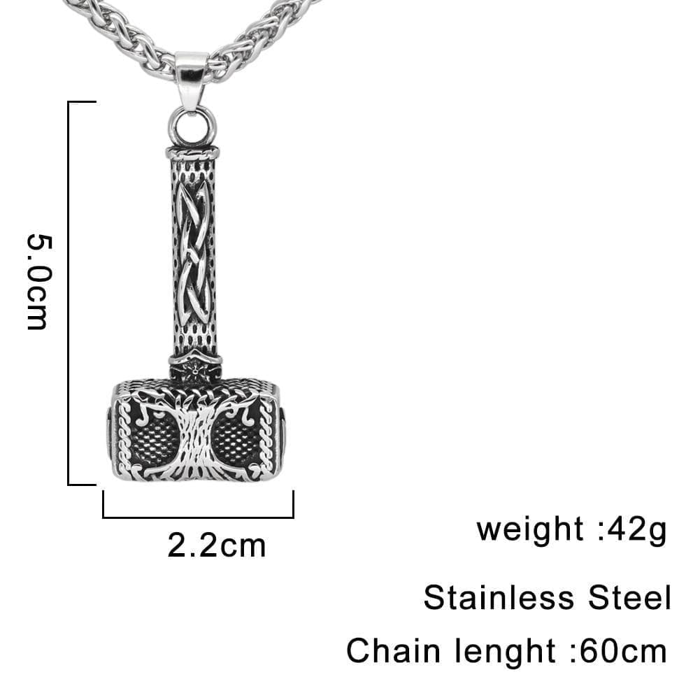 Pendant Necklaces Viking Mjolnir Yggdrasil Stainless Steel Pendant & Necklace Ancient Treasures Ancientreasures Viking Odin Thor Mjolnir Celtic Ancient Egypt Norse Norse Mythology