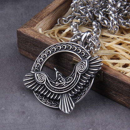 Pendant Necklaces Viking Ravens Huginn & Muninn Stainless Steel Necklace Ancient Treasures Ancientreasures Viking Odin Thor Mjolnir Celtic Ancient Egypt Norse Norse Mythology