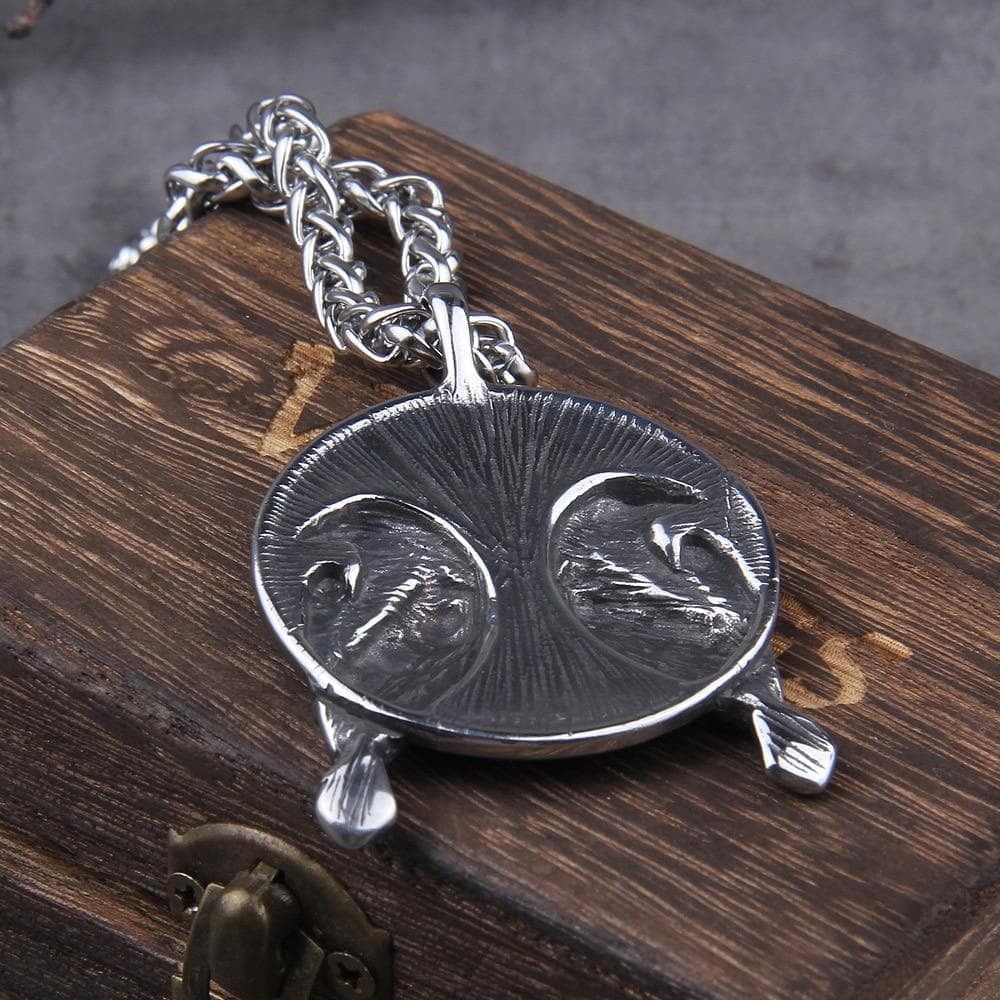 Pendant Necklaces Viking Ravens & Tree of Life Stainless Steel Necklace Ancient Treasures Ancientreasures Viking Odin Thor Mjolnir Celtic Ancient Egypt Norse Norse Mythology