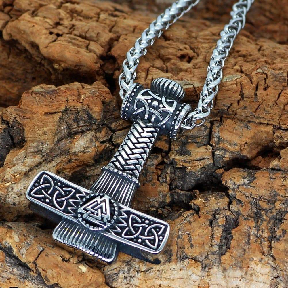 Pendant Necklaces Viking Valknut Mjolner Stainless Steel Necklace Ancient Treasures Ancientreasures Viking Odin Thor Mjolnir Celtic Ancient Egypt Norse Norse Mythology