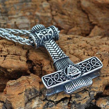 Pendant Necklaces Viking Valknut Mjolner Stainless Steel Necklace Ancient Treasures Ancientreasures Viking Odin Thor Mjolnir Celtic Ancient Egypt Norse Norse Mythology