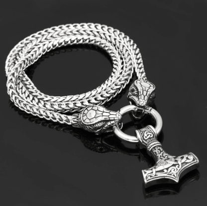 Pendant Necklaces Vikings Dragon Head Lock Mjolnir Stainless Steel Pendant Necklace Ancient Treasures Ancientreasures Viking Odin Thor Mjolnir Celtic Ancient Egypt Norse Norse Mythology