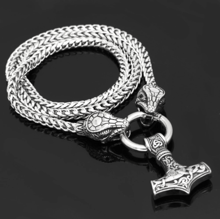 Pendant Necklaces Vikings Dragon Head Lock Mjolnir Stainless Steel Pendant Necklace Ancient Treasures Ancientreasures Viking Odin Thor Mjolnir Celtic Ancient Egypt Norse Norse Mythology