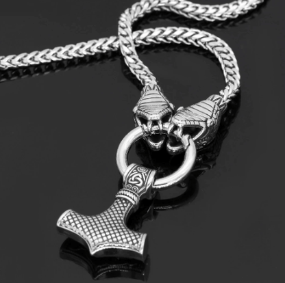 Pendant Necklaces Vikings Dragon Head Lock Mjolnir Stainless Steel Pendant Necklace Ancient Treasures Ancientreasures Viking Odin Thor Mjolnir Celtic Ancient Egypt Norse Norse Mythology