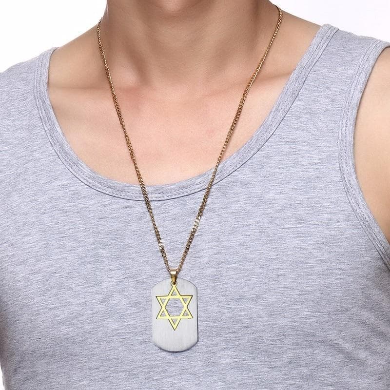 Pendant Necklaces Vnox Detachable Star of David Pendant Necklace Stainless Steel Metal Gold|star of david pendant|star of david24" chain Ancient Treasures Ancientreasures Viking Odin Thor Mjolnir Celtic Ancient Egypt Norse Norse Mythology