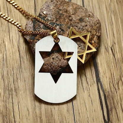 Pendant Necklaces Vnox Detachable Star of David Pendant Necklace Stainless Steel Metal Gold|star of david pendant|star of david24" chain Ancient Treasures Ancientreasures Viking Odin Thor Mjolnir Celtic Ancient Egypt Norse Norse Mythology