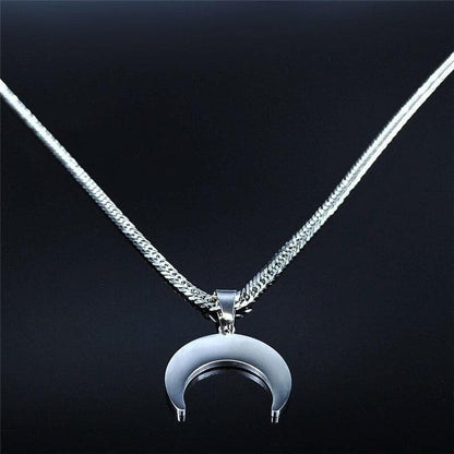 Pendant Necklaces Wiccan Crescent Moon Stainless Steel Pendant Necklace Ancient Treasures Ancientreasures Viking Odin Thor Mjolnir Celtic Ancient Egypt Norse Norse Mythology