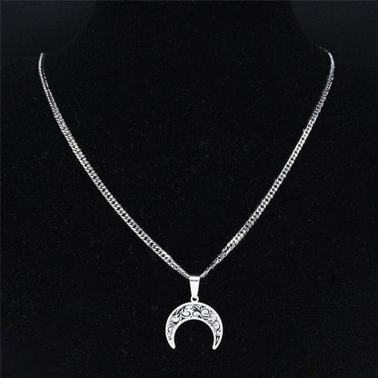 Pendant Necklaces Wiccan Crescent Moon Stainless Steel Pendant Necklace Ancient Treasures Ancientreasures Viking Odin Thor Mjolnir Celtic Ancient Egypt Norse Norse Mythology