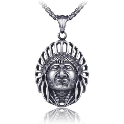 Pendants 31.5 inches Native American Chief Solid Stainless Steel Necklace Ancient Treasures Ancientreasures Viking Odin Thor Mjolnir Celtic Ancient Egypt Norse Norse Mythology