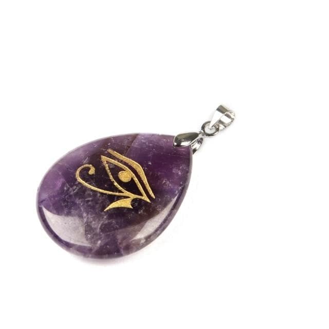 Pendants Amethyst Natural Stone Drop Shaped Pendant Necklace Engraved Egyptian Sun God Eye Of Horus Reiki Pendant Fashion Charm Crystal Jewellry|Pendants| Ancient Treasures Ancientreasures Viking Odin Thor Mjolnir Celtic Ancient Egypt Norse Norse Mythology