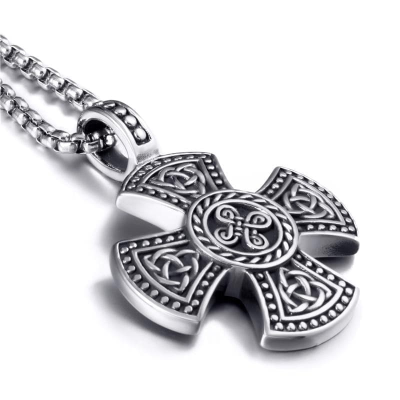 Pendants Elfasio Celtic Knot Trinity Knot Triquetra Cross Magic Pendant Necklace Men's Stainless Steel Box Chain 18 30inch|Pendants| Ancient Treasures Ancientreasures Viking Odin Thor Mjolnir Celtic Ancient Egypt Norse Norse Mythology