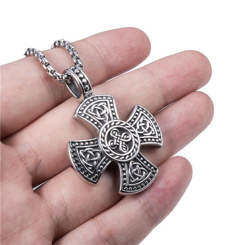 Pendants Elfasio Celtic Knot Trinity Knot Triquetra Cross Magic Pendant Necklace Men's Stainless Steel Box Chain 18 30inch|Pendants| Ancient Treasures Ancientreasures Viking Odin Thor Mjolnir Celtic Ancient Egypt Norse Norse Mythology