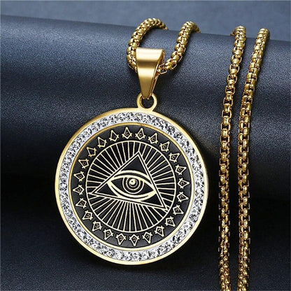 Pendants Gold Ancient Egypt Eye of Providence Stainless Steel Necklace Ancient Treasures Ancientreasures Viking Odin Thor Mjolnir Celtic Ancient Egypt Norse Norse Mythology