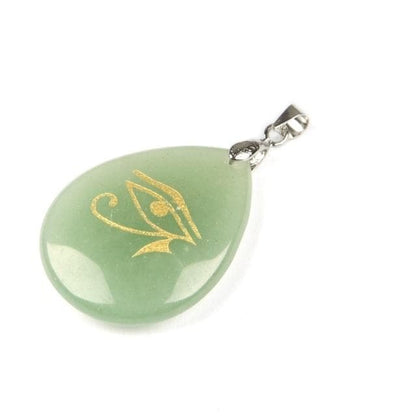 Pendants Green Aventurine Natural Stone Drop Shaped Pendant Necklace Engraved Egyptian Sun God Eye Of Horus Reiki Pendant Fashion Charm Crystal Jewellry|Pendants| Ancient Treasures Ancientreasures Viking Odin Thor Mjolnir Celtic Ancient Egypt Norse Norse Mythology