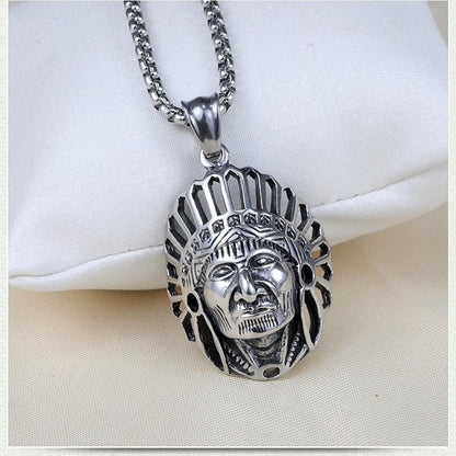 Pendants Native American Chief Solid Stainless Steel Necklace Ancient Treasures Ancientreasures Viking Odin Thor Mjolnir Celtic Ancient Egypt Norse Norse Mythology