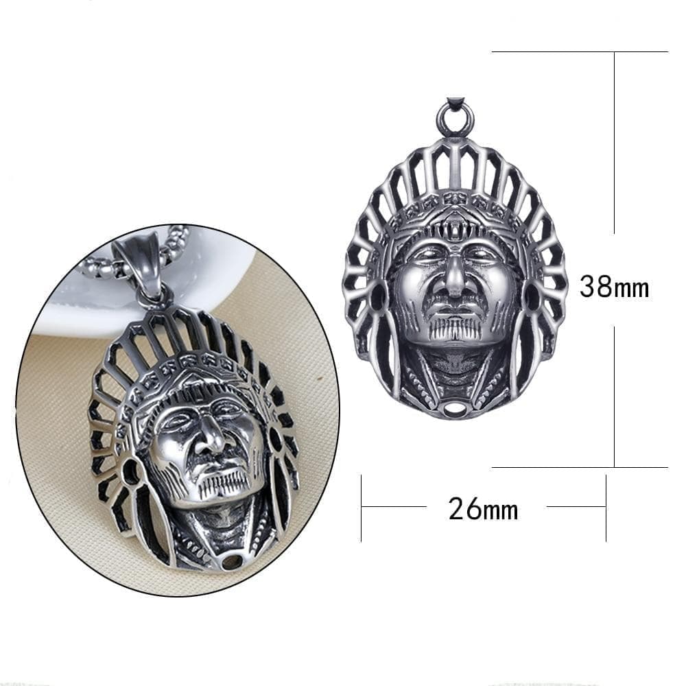 Pendants Native American Chief Solid Stainless Steel Necklace Ancient Treasures Ancientreasures Viking Odin Thor Mjolnir Celtic Ancient Egypt Norse Norse Mythology