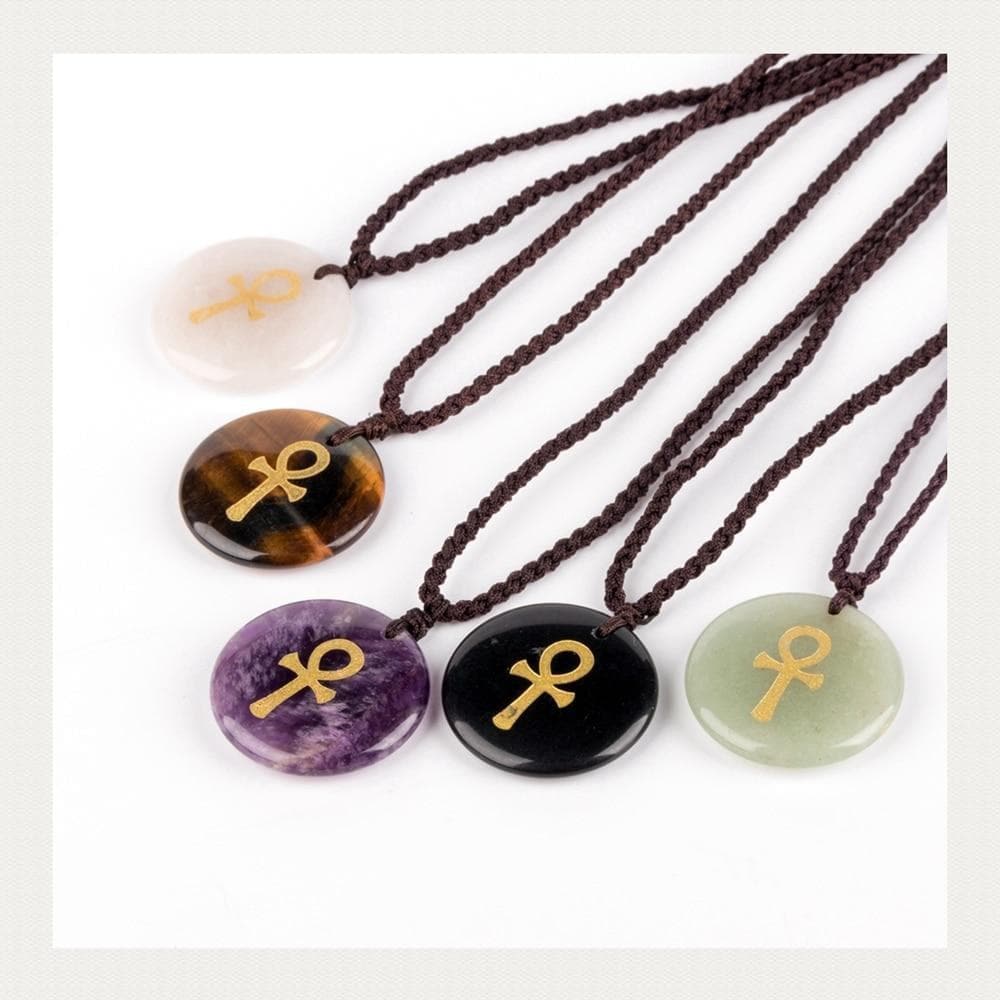 Pendants Natural Stone Engrave Anka Cross Symbol Pendant Reiki Healing Crystal Religious Jewelry Men's and Women's Charm Pendant Necklace|Pendants| Ancient Treasures Ancientreasures Viking Odin Thor Mjolnir Celtic Ancient Egypt Norse Norse Mythology