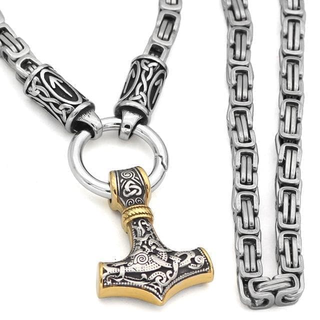 Pendants & Necklaces 70 CM / 27 IN Viking Mjolnir Teiwaz King Chain Necklace Ancient Treasures Ancientreasures Viking Odin Thor Mjolnir Celtic Ancient Egypt Norse Norse Mythology