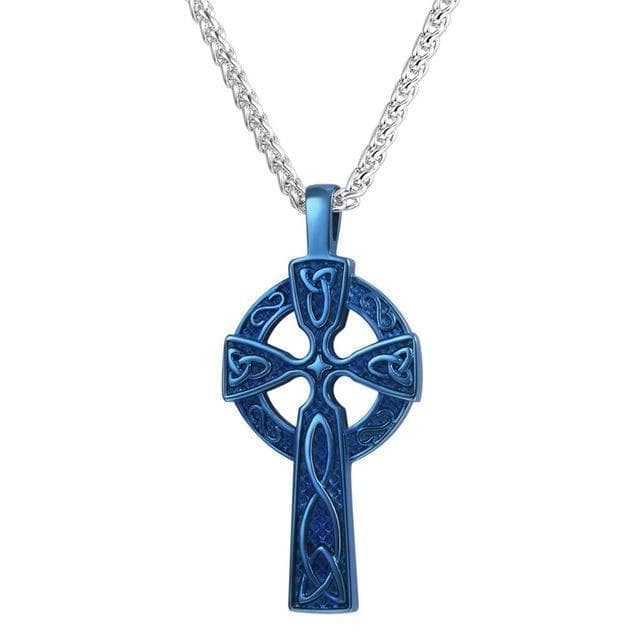 Pendants & Necklaces Blue Golden Stainless Steel Triquetra Irish Cross Pendant Necklace Ancient Treasures Ancientreasures Viking Odin Thor Mjolnir Celtic Ancient Egypt Norse Norse Mythology