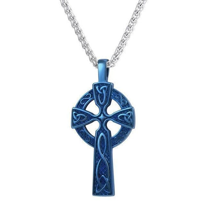 Pendants & Necklaces Blue Golden Stainless Steel Triquetra Irish Cross Pendant Necklace Ancient Treasures Ancientreasures Viking Odin Thor Mjolnir Celtic Ancient Egypt Norse Norse Mythology