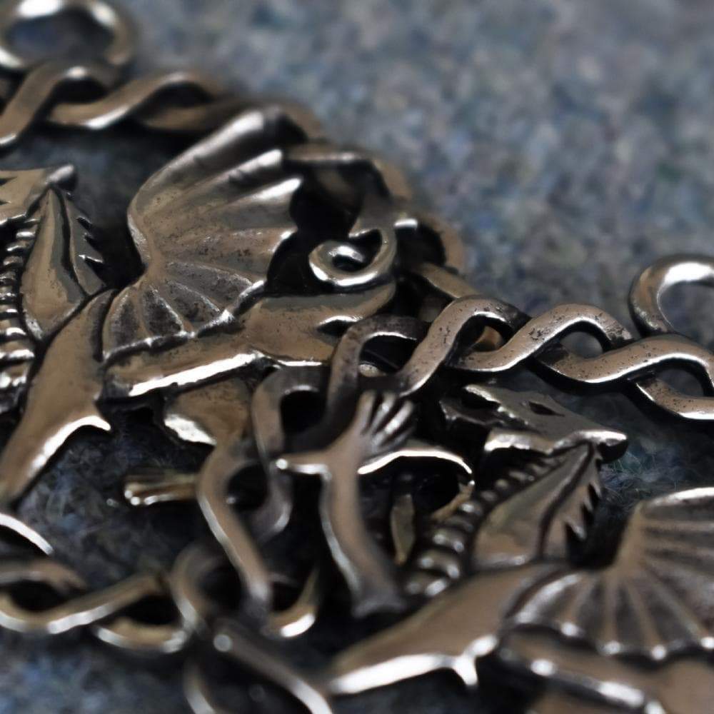 Celtic Welsh Dragon Knotwork Pewter Pendant -- Made in Scotland
