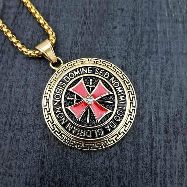 Pendants & Necklaces Gold / 20 Inches / 50 CM Stainless Steel Knights Templar Necklace Ancient Treasures Ancientreasures Viking Odin Thor Mjolnir Celtic Ancient Egypt Norse Norse Mythology