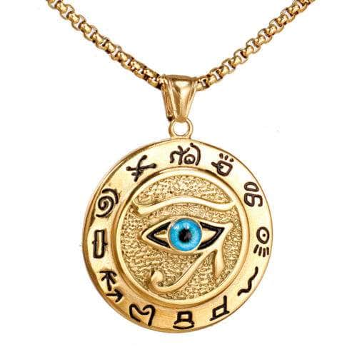 Pendants & Necklaces Gold / 50 CM / 19 in Ancient Egypt Eye Of Ra Stainless Steel Necklace Ancient Treasures Ancientreasures Viking Odin Thor Mjolnir Celtic Ancient Egypt Norse Norse Mythology