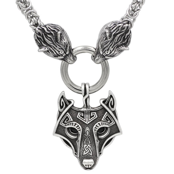 Vikings Wolf Head Necklace Stainless Steel Pendant Necklace - Ancient ...