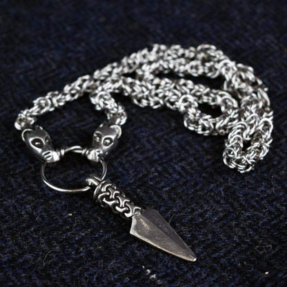 Vikings Manx Gungnir Odin's Spear Pendant on Dragon Chain