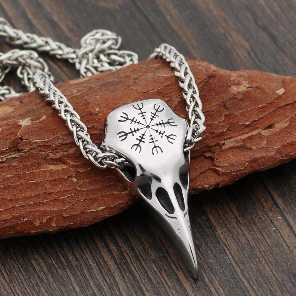 Pendants & Necklaces Metal Chain / 55cm / 21.6'' Stainless Steel Helm of Awe Raven Skull Viking Amulet Ancient Treasures Ancientreasures Viking Odin Thor Mjolnir Celtic Ancient Egypt Norse Norse Mythology