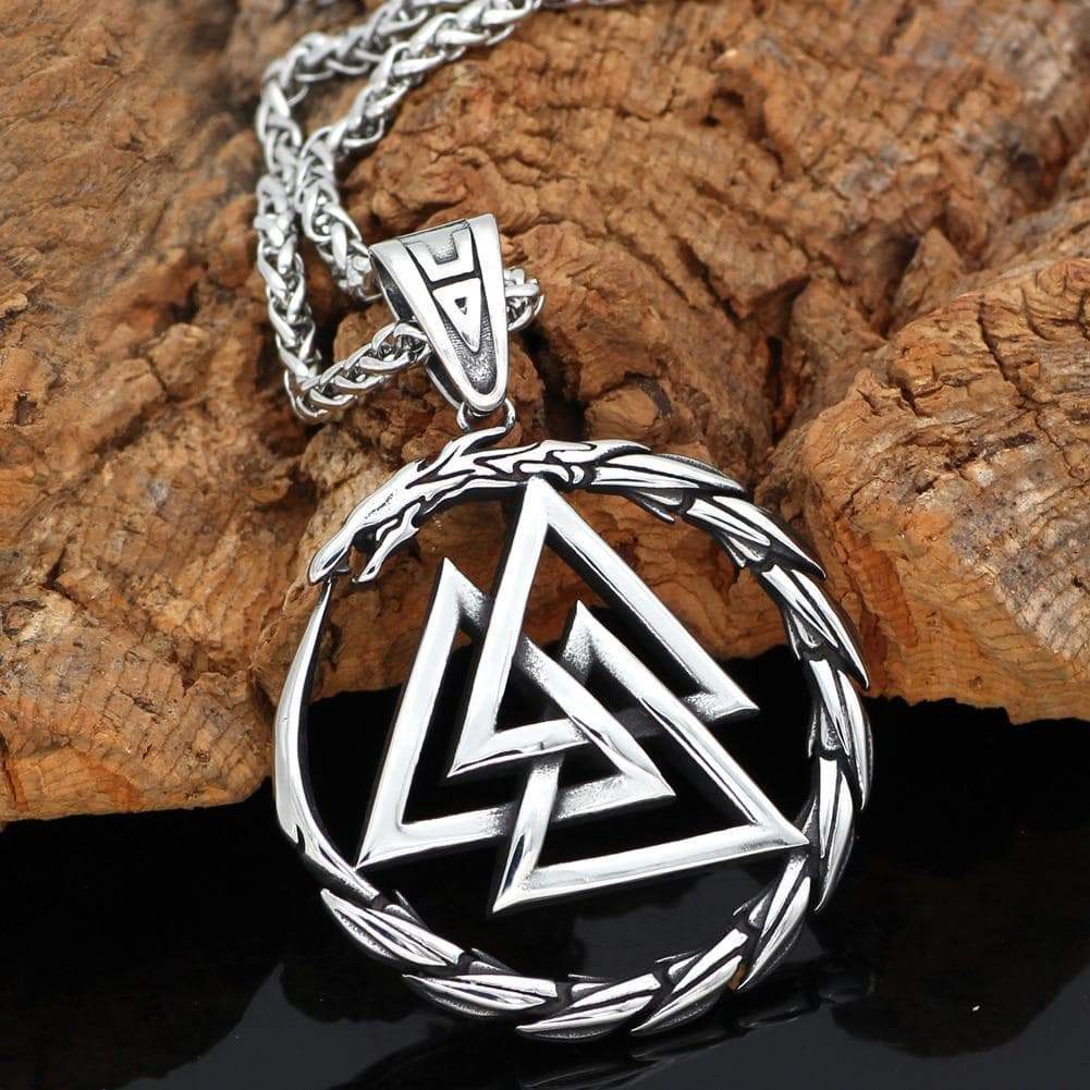 Pendants & Necklaces Metal Chain / 70 CM / 28 INCH Stainless Steel King Chain with Jörmungandr and Valknut Pendant Ancient Treasures Ancientreasures Viking Odin Thor Mjolnir Celtic Ancient Egypt Norse Norse Mythology