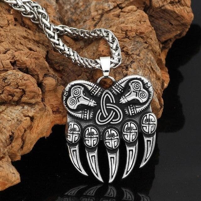 Pendants & Necklaces Metal Chain Viking Bear Paw Stainless Steel Pendant Necklace Ancient Treasures Ancientreasures Viking Odin Thor Mjolnir Celtic Ancient Egypt Norse Norse Mythology
