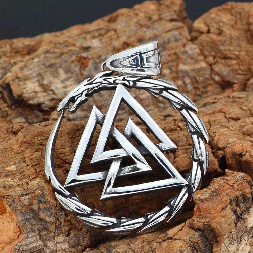 Pendants & Necklaces Pendant Only / No Chain Stainless Steel King Chain with Jörmungandr and Valknut Pendant Ancient Treasures Ancientreasures Viking Odin Thor Mjolnir Celtic Ancient Egypt Norse Norse Mythology