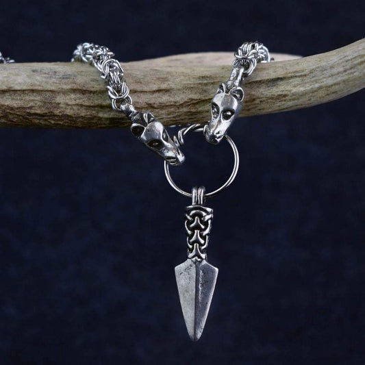 Vikings Manx Gungnir Odin's Spear Pendant on Dragon Chain